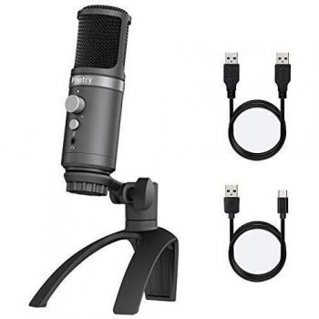 Photry Alta Sensibilidad Micrófono USB con Amplio Rango de Captación para PC/Smartphone - Micrófonos de Condensador Cardioide Profesionales para Grabación, Streaming, Podcasting, Juegos