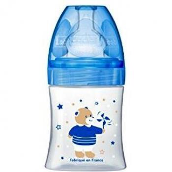 Dodie Sensation+ - Biberón, 0-6 meses, diseño osito, 150 ml, color azul
