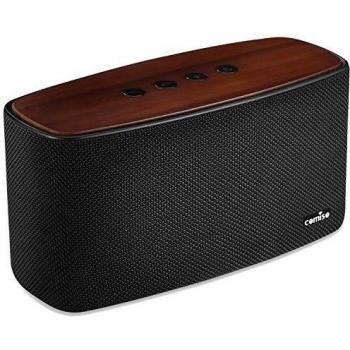 Altavoz Bluetooth Estéreo Premium 20W Con Radiador Pasivo, COMISO [Nature Audio] [Negro] Bambú Madera Casa altavoz con