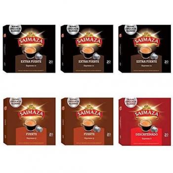 Paquete variado de cápsulas de café espresso Saimaza - Cápsula de café de aluminio compatible con Nespresso® * - 6 paquetes