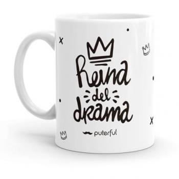 Taza Minimal de Cerámica Reina del Drama - Original y Resistente al Microondas y Lavavajillas
