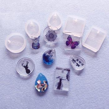Primi tipos moldes de silicona moldes DIY Jewelry Making herramientas con orificio para colgar. Set