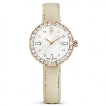 Swarovski Certa Rose Gold Swiss Made Beige Leather Bracelet Watch
