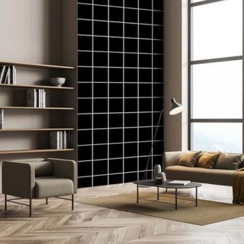 Papel pintado Hexoa de cuadrados negros - 52x1000cm - Hecho en Francia