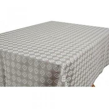 Lino fashion: gris lino/algodón mantel en un diseño de diamantes, Gris, 140cm x 350cm- 55 x 138