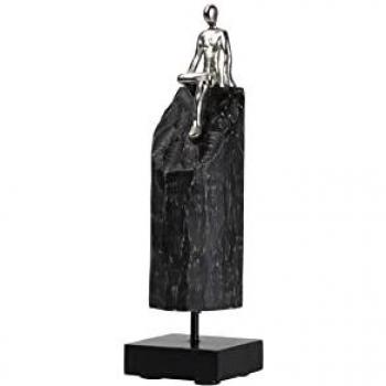 Figura Decorativa Hombre en Aluminio y Madera para Hogar y Oficina 10x10x36 cm