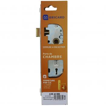 Cerradura de embutir Bricard con llave, eje de 40 mm y puntas redondas