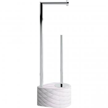 BATHSTAGE B-478 - Portarrollos escobillero de cerámica blanca