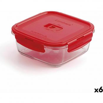 Fiambrera Hermética Luminarc Pure Box Rojo 1,22 L Vidrio (6 Unidades)