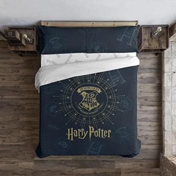 Funda Nórdica Harry Potter Dormiens Draco Azul 100% Algodón con Botones, Multicolor, 175 Hilos, Tamaño 155 x 220 cm para Cama de 90, Extrasuave, Made in