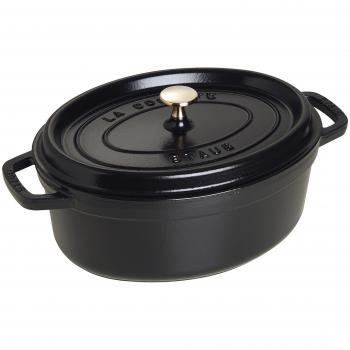 Staub 23 cm Oval Cast Iron Cocotte - Black Enamel