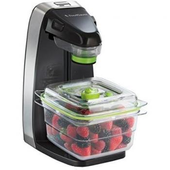 Envasadora al Vacío Foodsaver FFS010X, 25W, Acero Inoxidable Negro, Funcionamiento con un Solo Botón, Compatible con Fresh Containers y Bolsas Zip