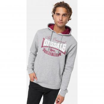 Lonsdale Stotfield Men's Regular Fit Hoodie in Marl Grey/Oxblood/White