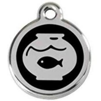 Placa para Gato Fish Bowl Negra de Acero Inoxidable Pequeña - Diámetro 2 cm