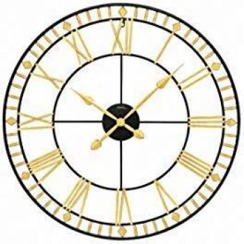 Reloj de Pared AMS W9647, Diseño Colorido (Negro y Oro Viejo), 6 cm, Ideal para Sala, Comedor, Cocina, Oficina y Pasillo