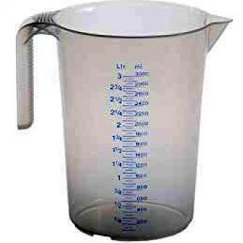 Jarra Medidora 3000 ml Polypropileno Transparente con Asa Abierta y Escalas Graduadas