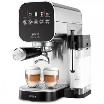 Cafetera Espresso Ufesa Sienna Latte 20 Bares, Thermoblock, 1360W, Depósito de Leche 400ml y Agua 0.9L, Panel Táctil y Diseño Compacto