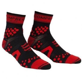 Compressport Pro Racing V2 Trail Hi - Calcetines para mujer, color negro / rojo, talla S