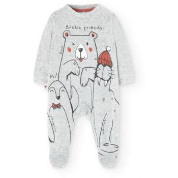 Boboli Pelele de bebé niño de terciopelo con dibujo frontal y trasero
