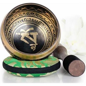 Silent Mind ~ Juego De Cuencos Tibetanos ~ Diseño Equilibrio y Armonía ~ Con Mazo De Superficie Doble Y Cojín De Seda ~ Promueve La Paz, La Curación De Chakras Y La Atención Plena ~ Un Regalo Exquisito