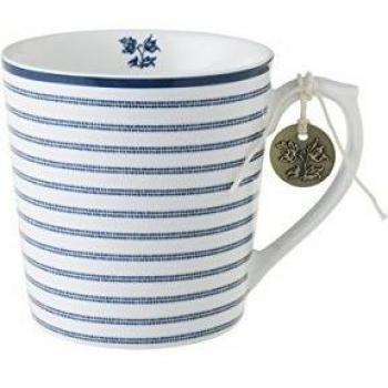 Taza tipo mug de porcelana 32cl Laura Ashley Rayas de Caramelo