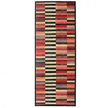 Alfombra Vintage Multicolor 80 x 200 cm para Interior y Exterior con Motivos de Líneas
