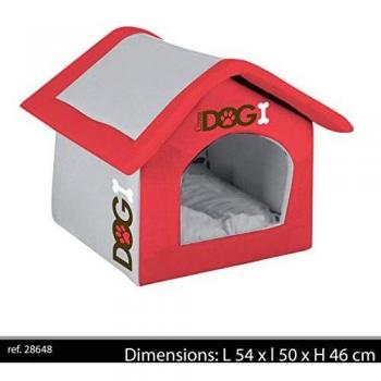 Casa Alcochada para Perro y Gato con Cojín Desmontable y Cremallera Lavable - 54x50x46 cm