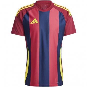 Camiseta de fútbol adidas Striped 24 hombre rojo, manga corta, diseño a rayas