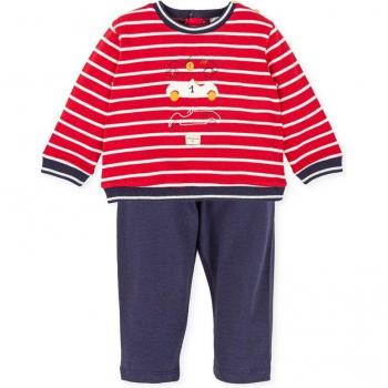 Conjunto sin pie de bebé niño rojo suave elástico en cintura Tutto Piccolo