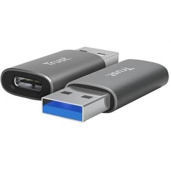 Adaptador USB 3.2 Gen2 Trust Calyx de USB-A a USB-C (Paquete de 2, Gris)