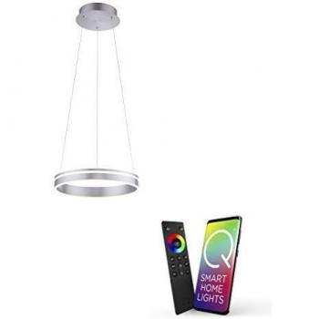 Lámpara Colgante LED Q-Vito 40 cm en Acero, Regulable CCT 2700-5000K, Dimmable, con Control Remoto y Compatible con Alexa