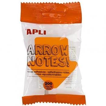 APLI 16276 - Notas adhesivas flecha 70 x 70 mm bloc de 200 hojas 4 colores surtidos fluorescentes