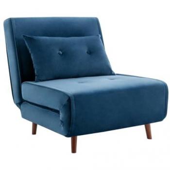 Sillón cama convertible de terciopelo azul noche URIBIA