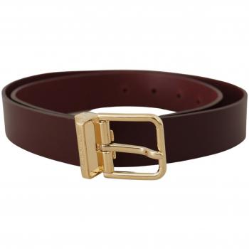 Dolce & Gabbana Maroon Vitello Leather Gold Metal Buckle Belt - 90 cm / 36 Inches
