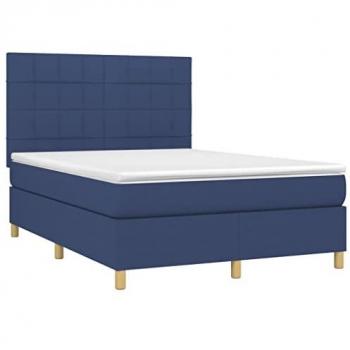 Cama Box Spring 140x200 cm con Colchón y Luces LED Azules en Tela