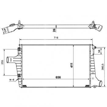Intercooler NRF 30118A - Intercooler de alto rendimiento, fabricado en aluminio, con dimensiones específicas para una instalación precisa, diseñado para optimizar la refrigeración del aire de sobrealimentación y mejorar el rendimiento del motor