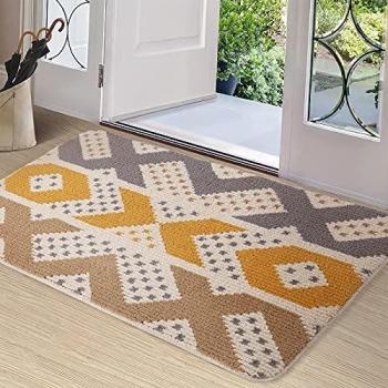 Color G Felpudo de Entrada, Interior Alfombra Antideslizante, Tapete para Puerta Lavable a Máquina, Absorbente para Pasillo, Cocina, Jardín, 60 x 90 cm, Amarillo