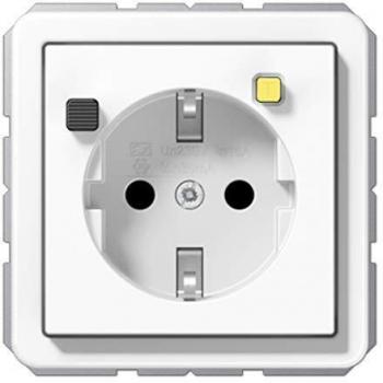 Enchufe Schuko blanco con tapa de plástico (con protección contra golpes) extra brillante - Jung 0712001490
