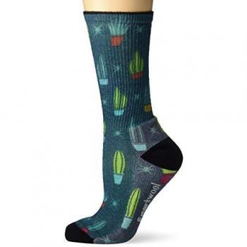 Smartwool Women's Hike Light Cactus Print Crew DARK PEACOCK L