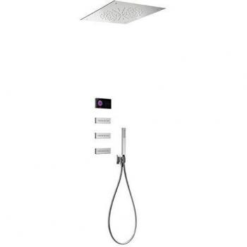 Kit electrónico de ducha termostático empotrado Shower Technology, 3 vías, rociador ducha inox a techo, 50 x 50 x 37,9 centímetros, color cromo