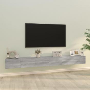 Set de muebles para TV 3 piezas gris Sonoma madera multicapa
