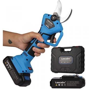 Laecabv Tijeras podar electrica profesional, 33mm diámetro tijeras de podar bateria Mmango antideslizante tijeras podar inalámbricas, 2 Recargable Litio Batería para la jardinería cortar árbol ramas