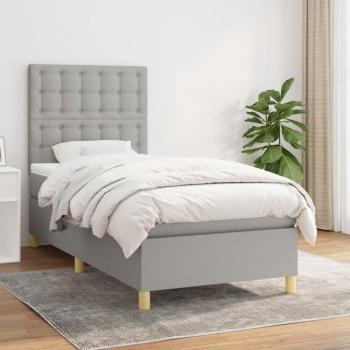 Cama box spring con colchón de muelles gris claro 90x190 cm tela vidaXL