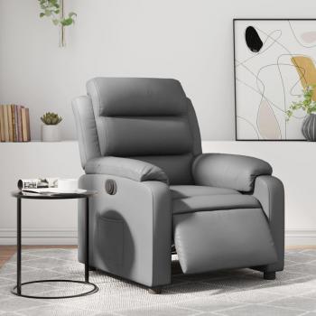 Sillón reclinable eléctrico de cuero sintético gris Vidaxl, características: material de cuero sintético, color gris, mecanismo de reclinación eléctrica, diseño ergonómico, base robusta y cómoda