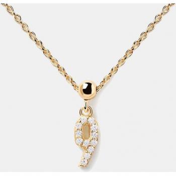 Charm Número 9 de plata con circonitas y baño de oro rosado