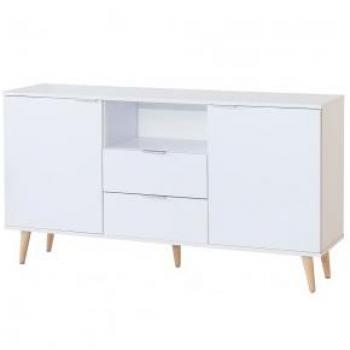 Aparador Blanco Topkit con 2 Puertas y 2 Cajones, Armario de Comedor, Serie Roncesvalles 2483