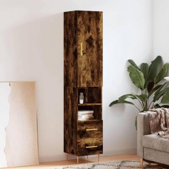 Aparador de madera contrachapada roble ahumado 34,5x34x180 cm Vidaxl Marrón