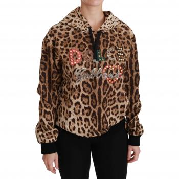 Dolce & Gabbana Brown Hooded Studded Ayers Leopard Sweater - IT36 | S, Female, Size: 3XS