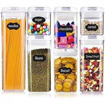 Hbsite Botes Cocina Almacenaje, Juegos de Recipientes Herméticos, Contenedor de Almacenamiento de Alimentos, para harina, Pasta, 7 Piezas