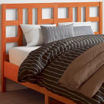 Cabecero de cama de madera maciza de pino con acabado en cera marrón, dimensiones 135 cm